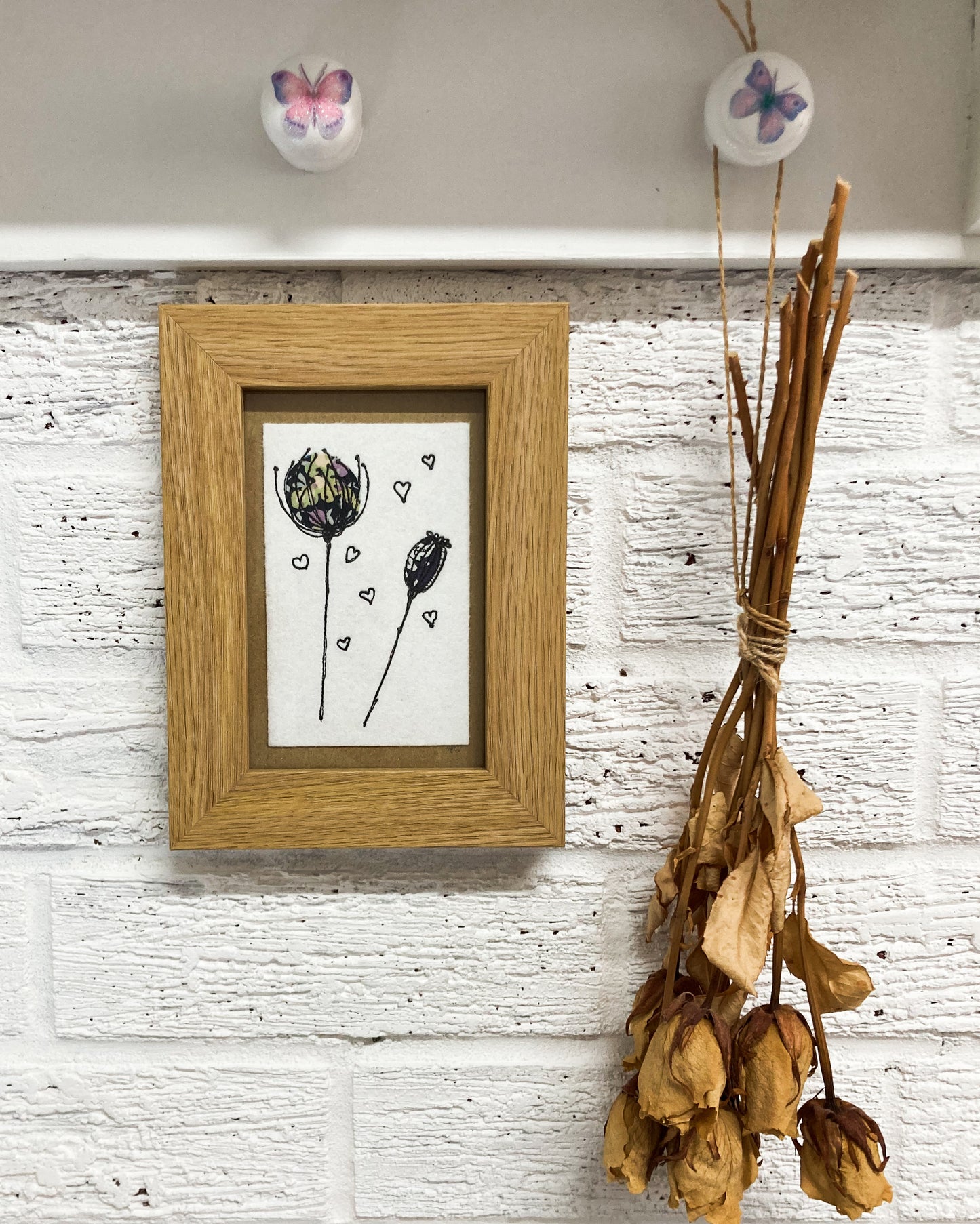 Seeded Framed Embroidered Art