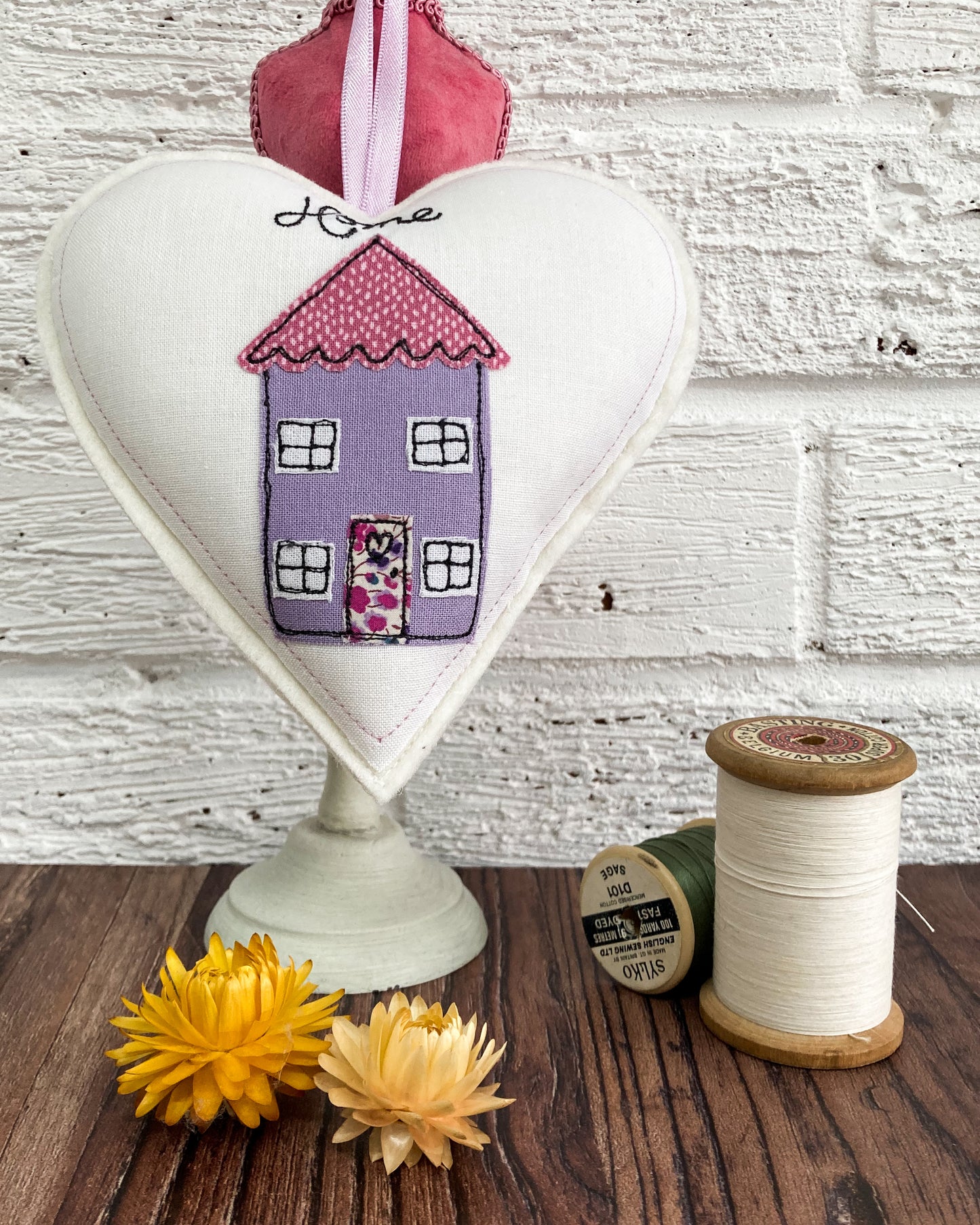 Home Hanging Heart Decoration | Cute Appliqué Home Decoration | Home Decor with Appliqué House
