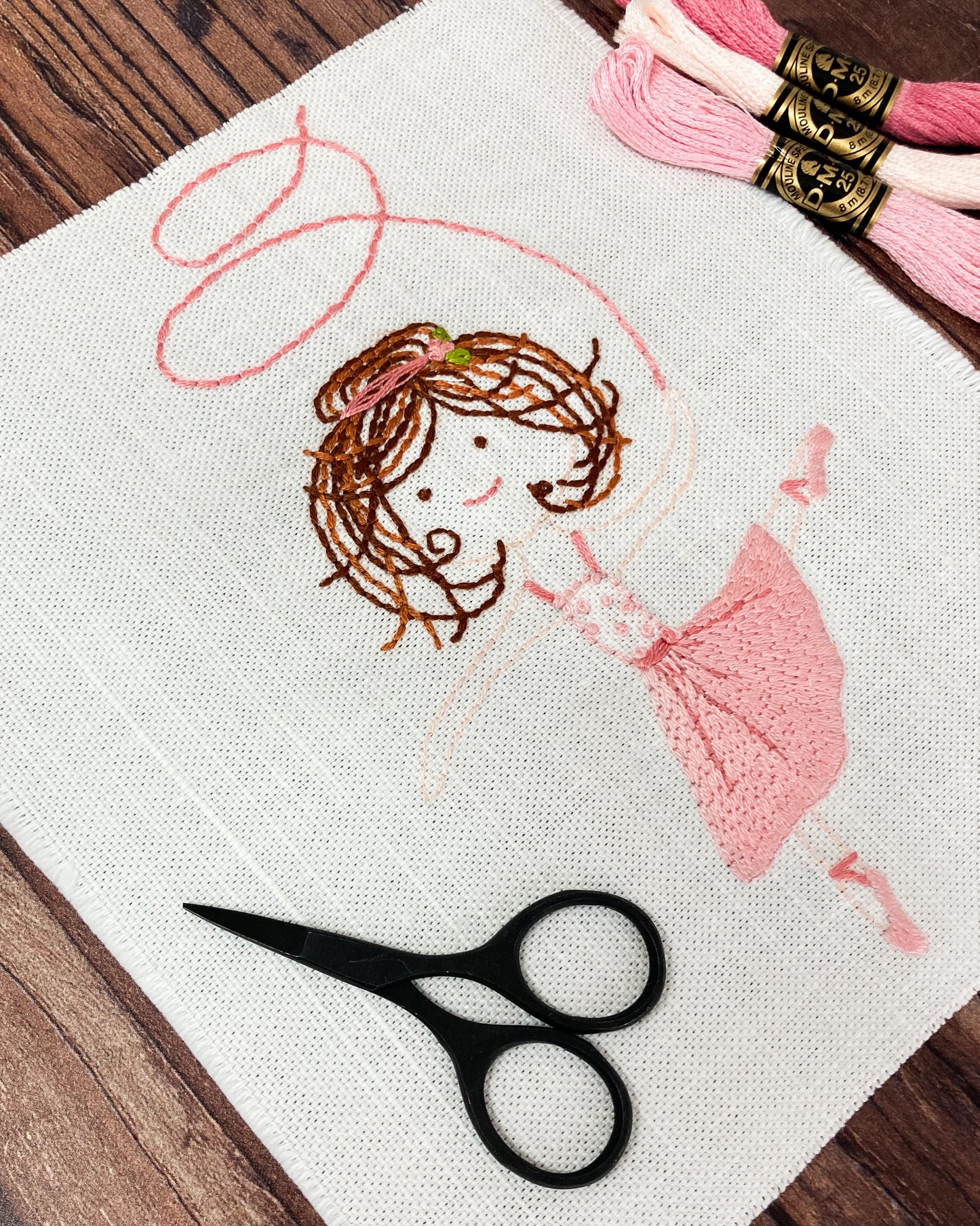 Hand embroidered Ballerina Sampler