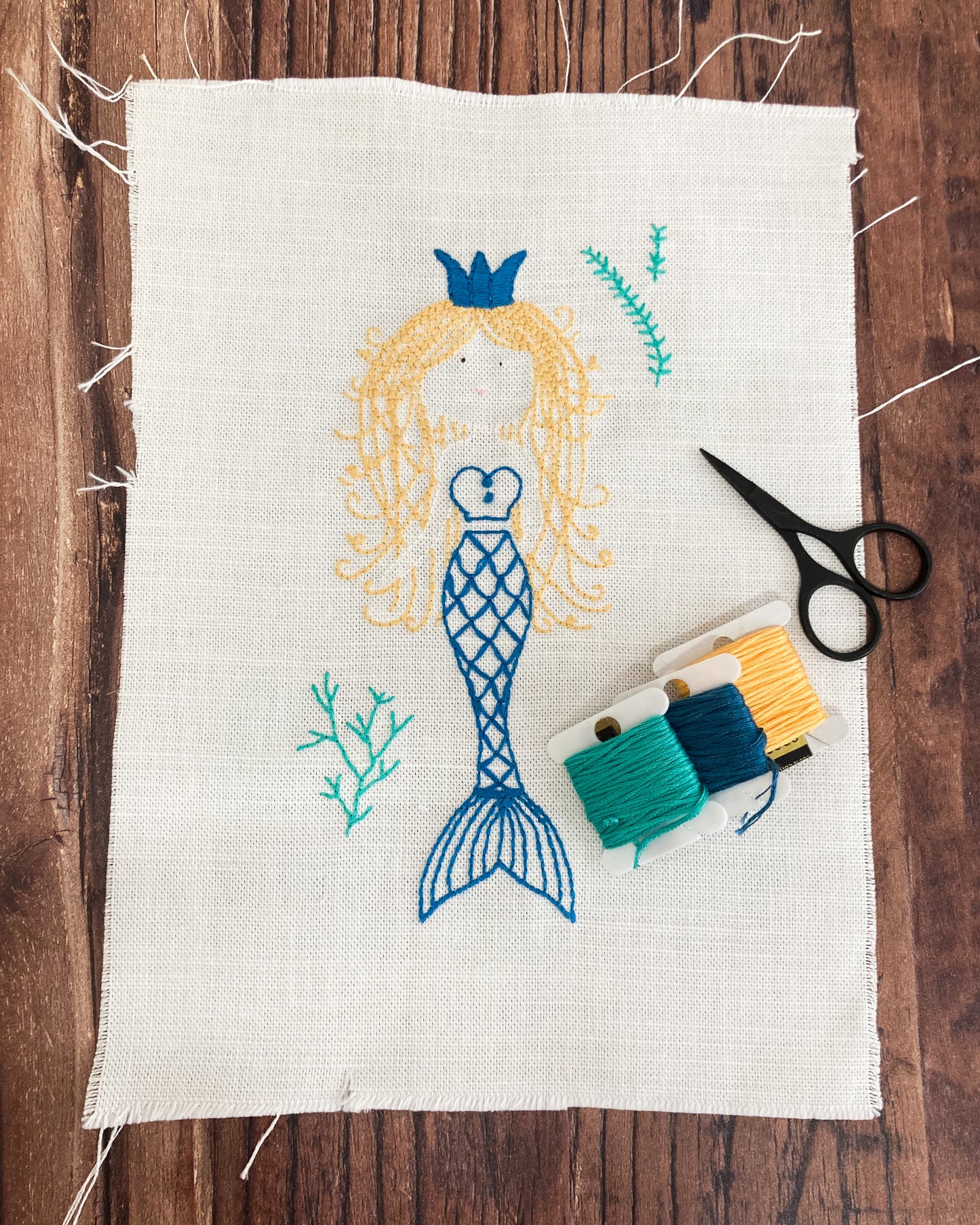 Mermaid Hand Embroidered Sampler