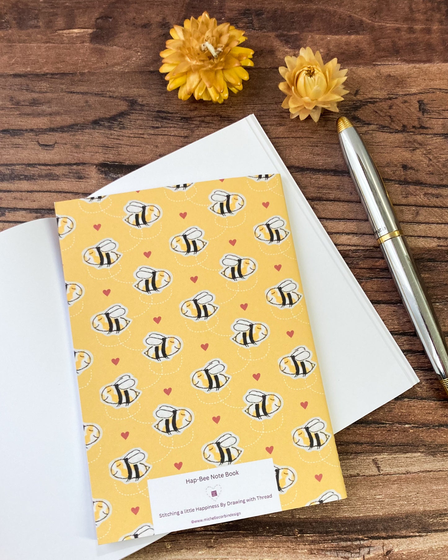 Handmade A6 Hap-Bee Notebook