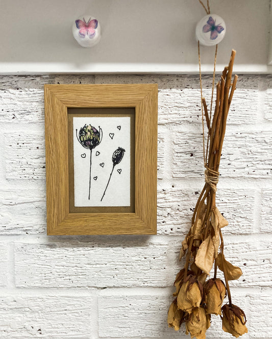 Seeded Framed Embroidered Art