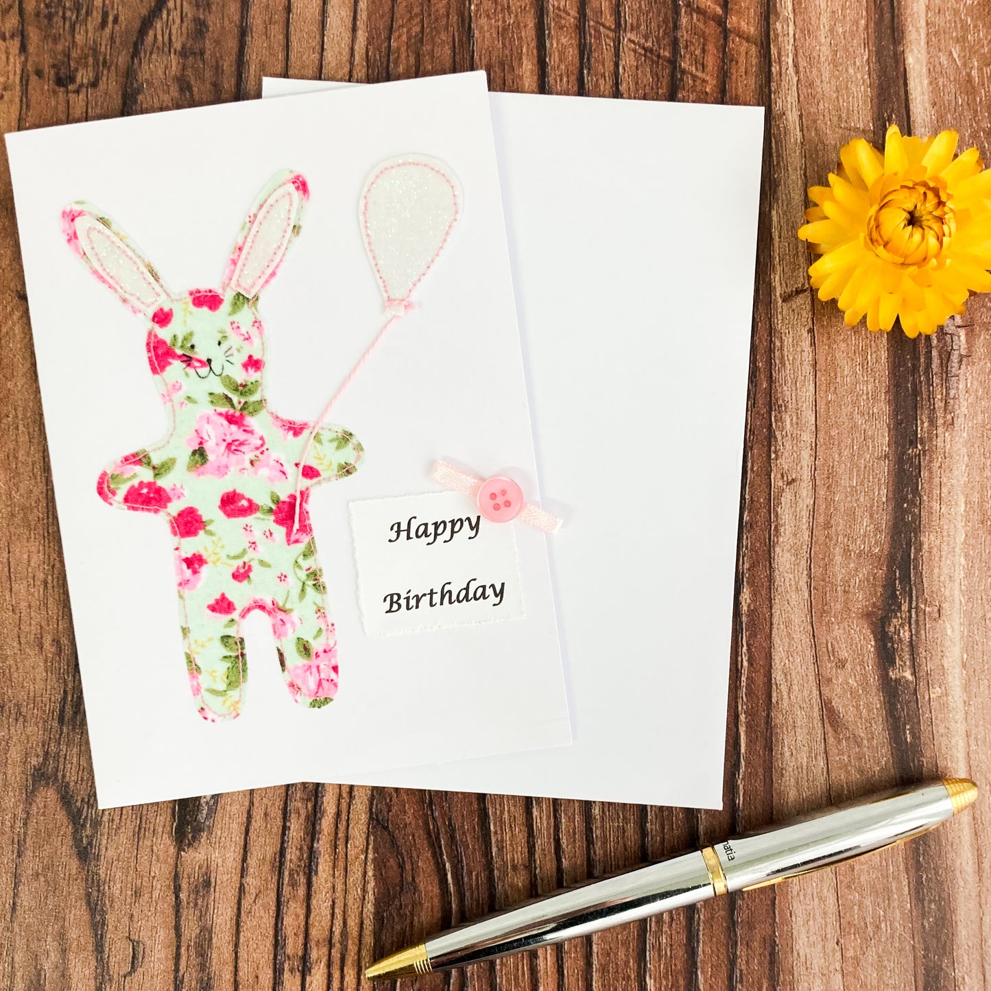 Embroidered Bunny Birthday Card