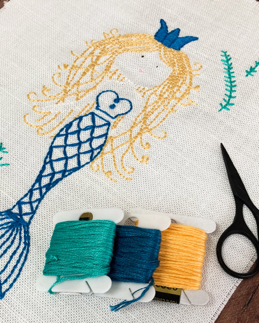 Mermaid Hand Embroidered Sampler