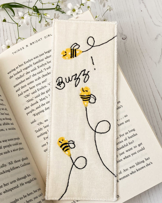 Linen Embroidered Bookmark
