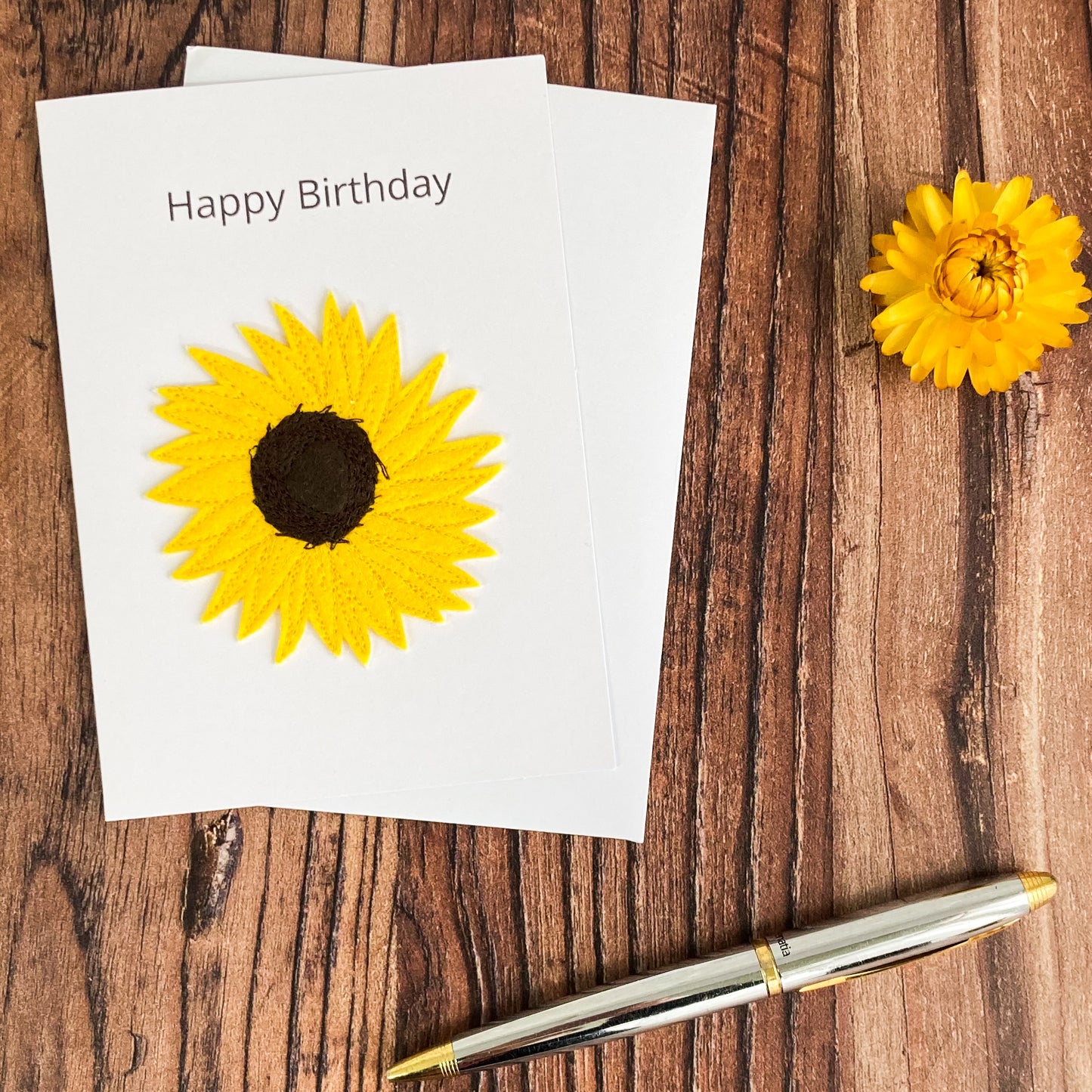 Embroidered Sunflower Birthday Card