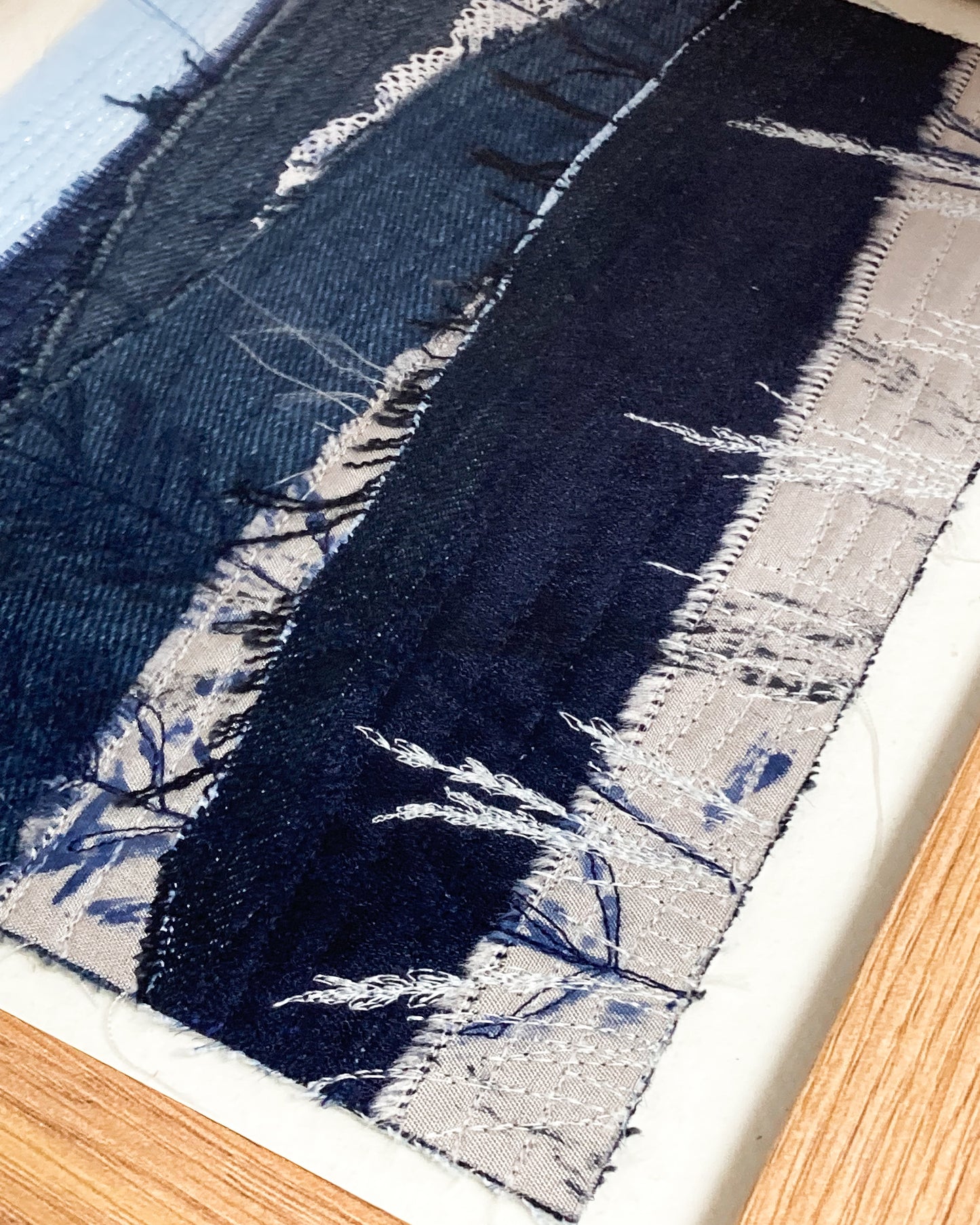 Denim Hills Framed Embroidered Art