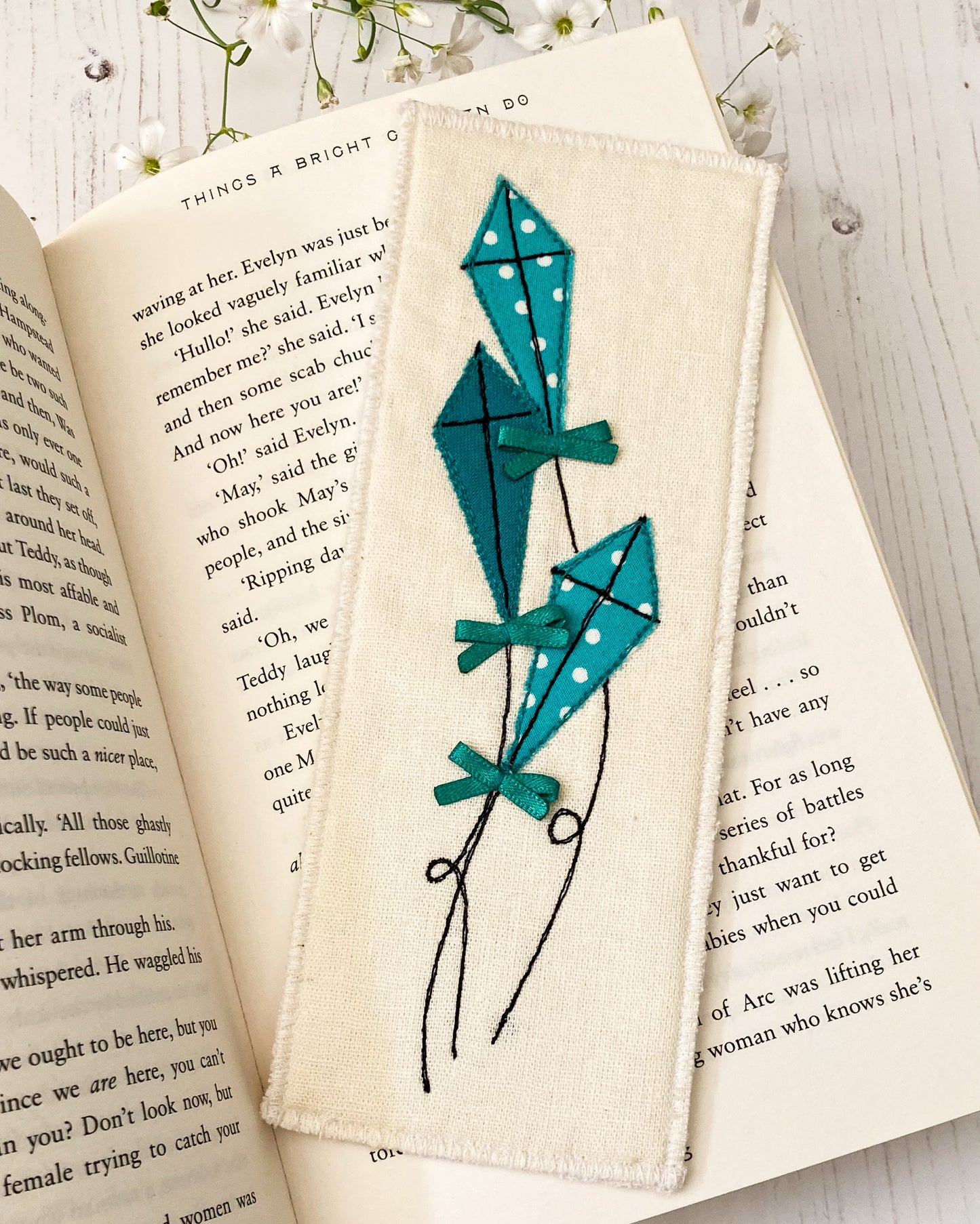Linen Embroidered Bookmark