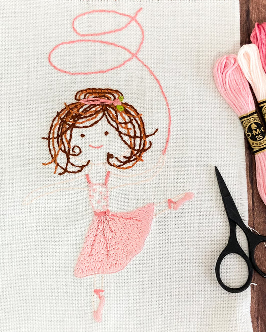 Hand embroidered Ballerina Sampler